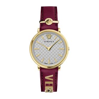 Versace V-Circle 38 mm Ve8104322 - Dames - Accessoires - Rood - Maat: ONE Size Leer