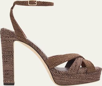 Jimmy Choo London 120mm Kove Raffia Platform Sandals