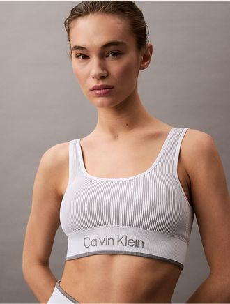 Calvin Klein Calvin Klein Womens Rib Sport Medium Impact Sports Bra - White - XS