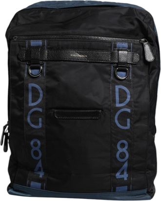 Dolce & Gabbana Luipaardvoering Nylon Rugzak Zwart Blauw - Heren - Rugzakken - Zwart - ONE Size - Nylon - Tassen