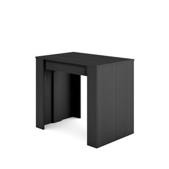 Skraut Home Consola extensible efecto madera negro y roble 302x90x77cm