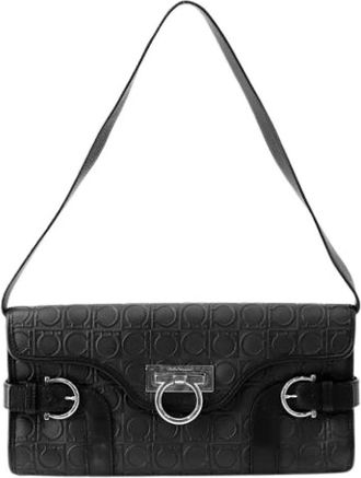 Ferragamo Pre-owned aq-21 Schoudertas - Dames - Vintage Schoudertas - Zwart - ONE Size - Leer - Vintage