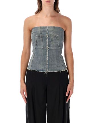 Rick Owens Denim Solid Strapless Top