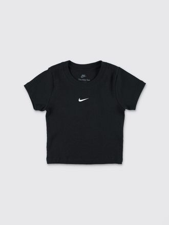 Nike T-shirt da bambino in cotone stretch con logo Swoosh a contrasto