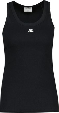 Courr&egrave;ges Unisex Ribbed Cotton Tank Top Black Tops