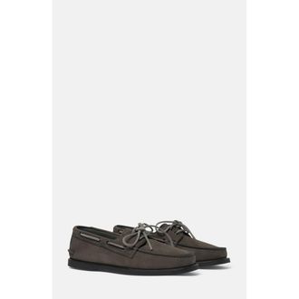 Scarosso Morgan Boat Shoes in Grey - Nubuck at Nordstrom, Size 40.5