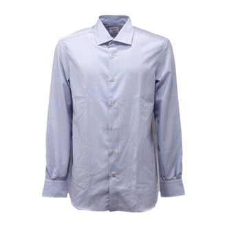 Mazzarelli A150/11 4005/1 Slim Wool Shirt - Heren - Casual Overhemden - Blauw - XL - Wol - Overhemden