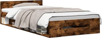 vidaXL Estructura De Cama Con Almacenamiento Roble Ahumado 80 X 200 Cm Vidaxl