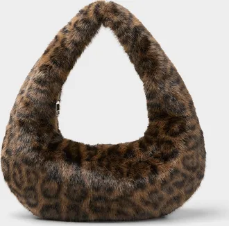 Simons Womens Leopard faux-fur shoulder bag