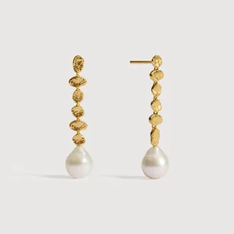 Monica Vinader Gold Capri Baroque Pearl Drop Earrings Pearl