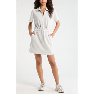 Zella Ultra Soft Knit Quarter Zip Dress in Grey Light Heather at Nordstrom, Size X-Small