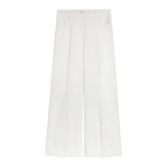 Aspesi Pantal&oacute;n ancho de terciopelo liso - Trousers - Mujer - Blanco - S