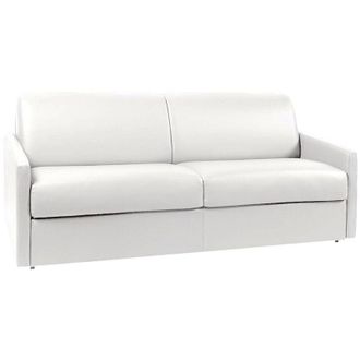 Vente-Unique Divano letto 4 posti a ribalta in similpelle Bianco - Larghezza Materasso 160 cm - Spessore 14 cm - CALIFE