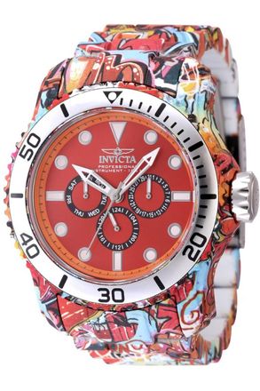 Invicta Pro Diver 47853 Heren Horloge - Quartz Uurwerk - Roestvrij Staal met rode Wijzerplaat - 49mm