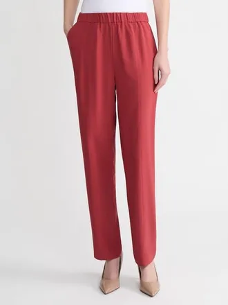 Misook Nora Straight Leg Crepe de Chine Pant in Russet at Nordstrom, Size Xx-Large