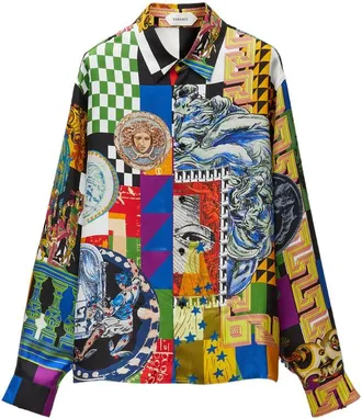 Versace Printed Silk Twill Regular Shirt