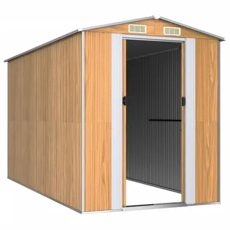 Berkfield Home Garden Shed Light Brown 192x357x223 cm Galvanised Steel | Size: 192 x 357 x 223 cm