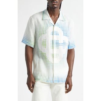 Casablanca Dots Linen Camp Shirt at Nordstrom, Size X-Large