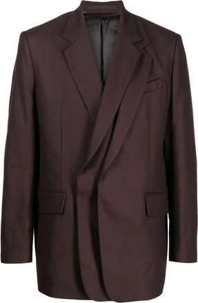 Songzio layered notched blazer - unisex - Wool - 48 - Brown