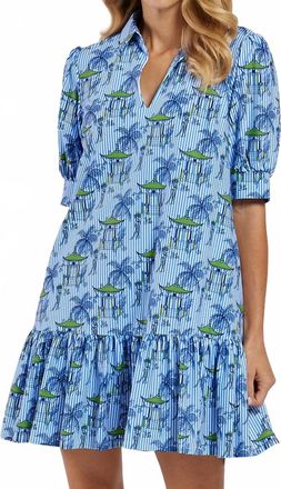 Jude Connally Tierney Dress In Pagoda Pinstripe Blue