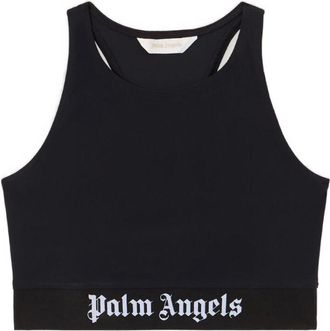 Palm Angels Black Logo Scoop Neck Top
