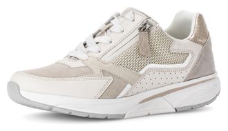 Gabor Keilsneaker GABOR ROLLINGSOFT, Damen, Gr. 35, beige (hellbeige, ivory), Textil, Veloursleder, Ziegenleder, Schuhe Keilsneaker, Freizeitschuh, Halbschu