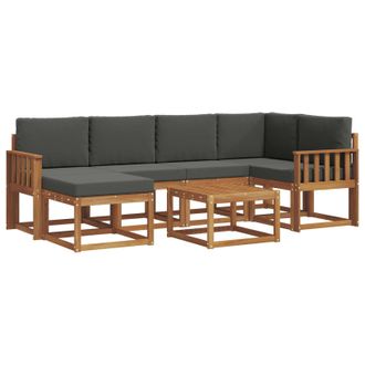 vidaXL Conjunto De Sof&aacute;s De Exterior 7 Pcs Natural Y Antracita Vidaxl