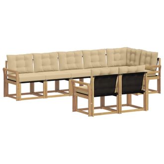 vidaXL Conjunto De Sof&aacute;s De Exterior Con Coj&iacute;n 8 Pcs Y Beige Vidaxl
