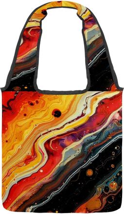 Generic Abstract Sfumato Reversible Canvas Shoulder Tote - Double-Sided Print, 12oz Cotton, 27cm Drop, Fold-Flat Bag for Travel, Shopping, Street Outings