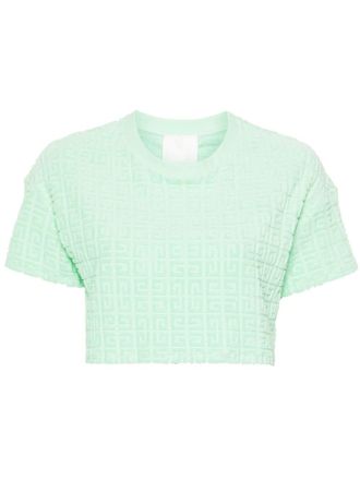 Givenchy 4G-motif cropped T-shirt - women - Cotton/Polyamide - S - Green