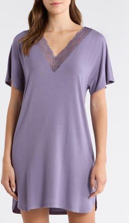 Nordstrom Moonlight Eco Lace Trim Nightshirt in Purple Cadet at Nordstrom, Size X-Small