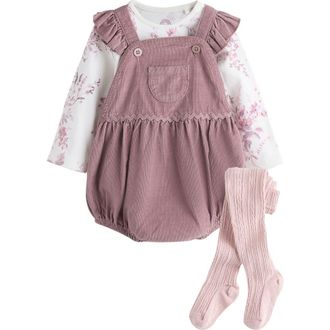 Next Corduroy Long Sleeve Bodysuit, Romper & Socks Set in Pink at Nordstrom, Size 12-18M