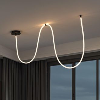 Jonathan Y Designs Serafina 360° Adjustable Neon Rope LED Flush Mount, Dimmable & Integrated