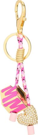 BaubleBar Heart & Block Initial Bag Charm in Gold/Pink/Clear - M at Nordstrom Rack