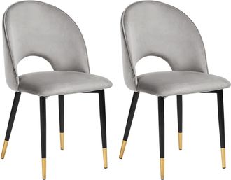 Beliani Beliani - Conjunto De 2 Sillas De Comedor De Terciopelo Gris Negro Dorado Patas Magalia