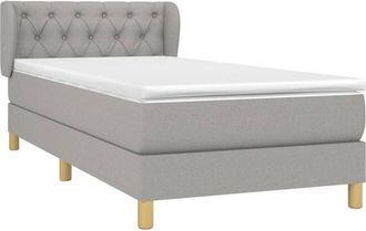vidaXL Cama Box Spring Con Colch&oacute;n Tela Gris Claro 80x200 Cm Vidaxl
