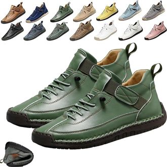 Generic Emiline Comfortable Orthopedic Sneakers, 2025 New Womens Handmade Leather Comfy Shoes, Slip On Soft Orthopedic Support Boots (Green,10.5)
