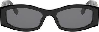 Fendi Forever Fendi 54mm Rectangular Sunglasses in Shiny Black /Smoke at Nordstrom