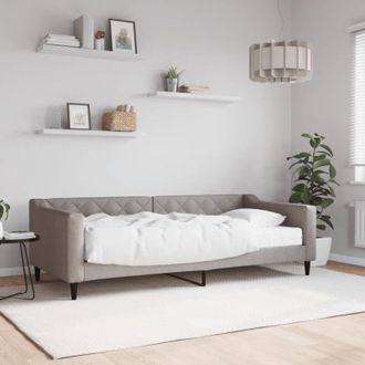 vidaXL Sof&aacute; Cama Con Colch&oacute;n Tela Gris Taupe 90x200 Cm Vidaxl