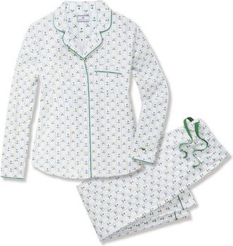 Petite Plume Cotton Twill Long Pajamas in White at Nordstrom, Size X-Small