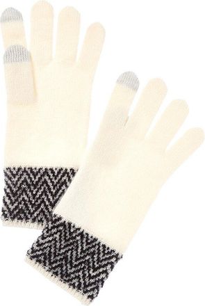 Amicale Cashmere Herringbone Cuff Cashmere Gloves