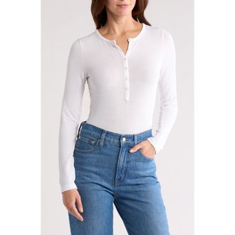 Rag & Bone Lea Rib Henley in White at Nordstrom Rack, Size Xx-Small
