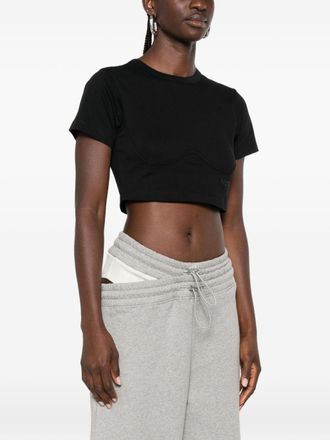 The Attico Corset-Panelled Cotton T-Shirt - Black