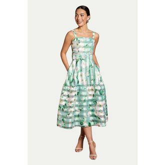 Coast Burnout Organza Midi Dress in Sage at Nordstrom, Size 14