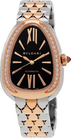 Bulgari Serpenti Seduttori Automatic Diamond Black Dial Ladies Watch 104059