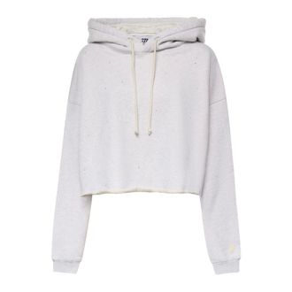Golden Goose Hoodies, female, Gray, Size: XS Star Cropped Hooded Sweatshirt
