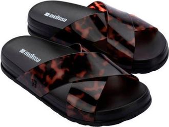 Melissa Cozy Cross Platform Slide Sandal in Black/Tortoise at Nordstrom, Size 10