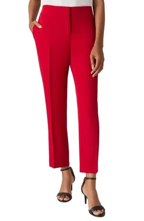 Kasper Flat Front Slim Pants in Fire Red at Nordstrom, Size 18