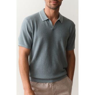 Marine Layer Greyson Short Sleeve Polo Sweater in Slate at Nordstrom, Size Xx-Large
