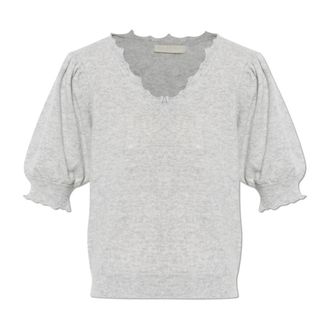 Ulla Johnson Polline Top - Dames - Cashmere truien - Grijs - XS - Leer - Truien & Vesten